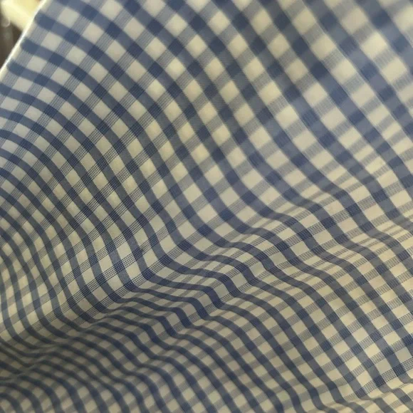 Jos A Bank men’s blue and white gingham slim dress shirt 15 1/2 33 100 cotton - Picture 3 of 3
